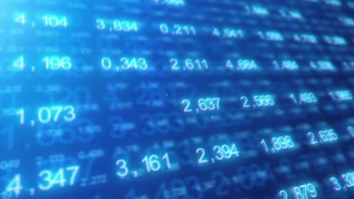 Financial data figures and stock market analysis on the blue background 4k