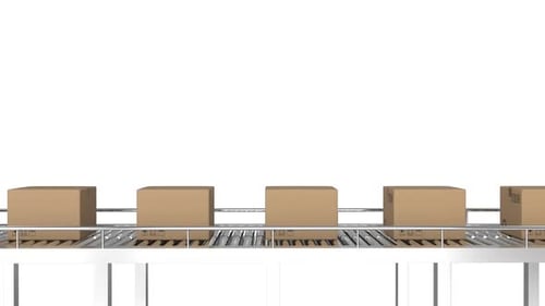 Seamless Loop of Cardboard Boxes Moving on Conveyor Belt