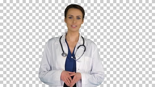 Young Professional Woman Doctor Wear Uniform, Alpha Channel