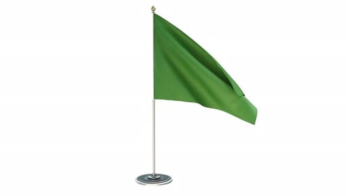 Animated Green Flag Waving on a Stand