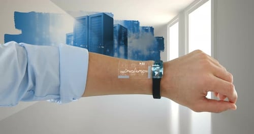 Mann benutzt Smartwatch