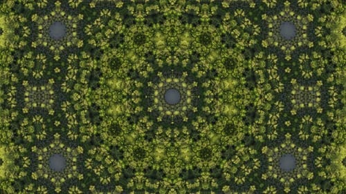 Árbol verde y exuberante caleidoscópico.