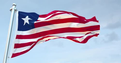 Liberia Flag Waving Realistic Loop Animation