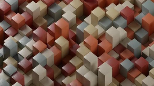 Seamless Loop of Animated 3D Geometric Cubes Rising and Falling
