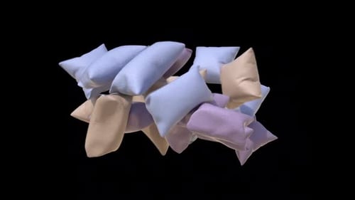 Abstract Pastel Pillows Falling and Bouncing Animation Loop