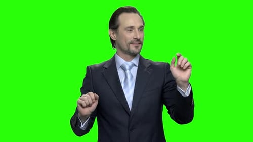 Man Gesturing on Green Screen Background