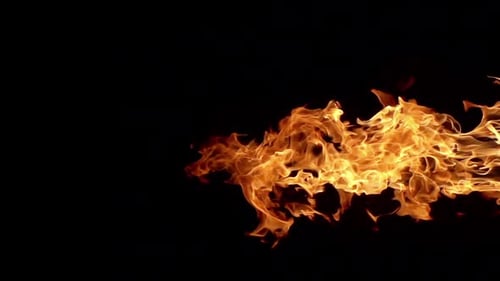 Fiery Flames Dancing on Black Background