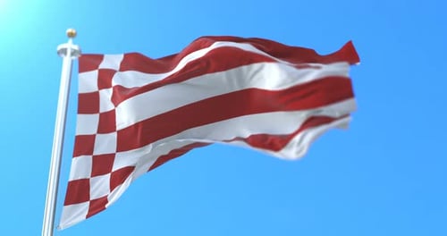 Waving Racing Flag with Red and White Checkered Stripes