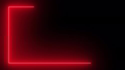 Vídeo em loop contínuo de linha de quadro retangular com efeito de néon vermelho