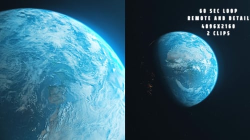 Global Earth Rotating from Space with Day and Night