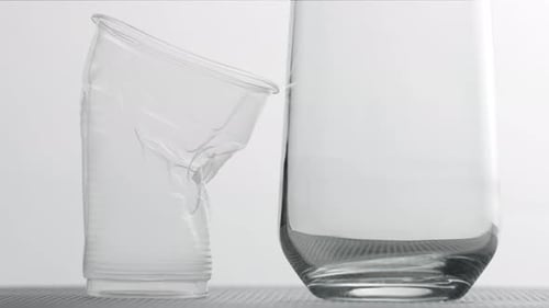 Plastic Cup Being Crushed Close Up