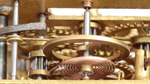 Intricate Clockwork Gears in Motion Close Up