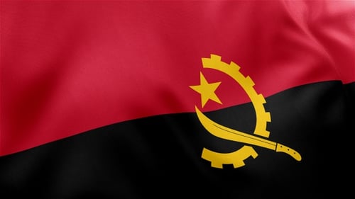 Angola National Flag Waving in Wind