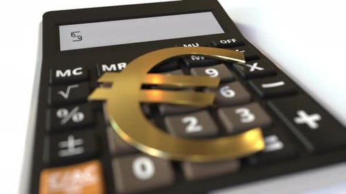 SELL Text on Calculator Display and Euro Money Symbol