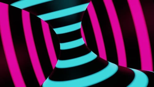 Abstract Neon Striped Tunnel Loop Background Animation