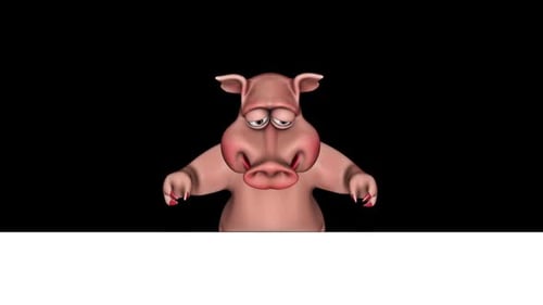 Cartoon Pig Show Ads Looped on White