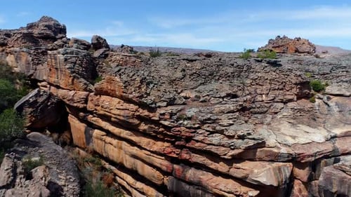 Aerial view of landscape and rocky mountains 4k