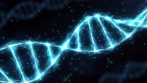 Digital DNA Helix Animation with Glowing Plexus Effect