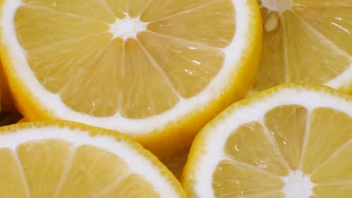 Close Up Sliced Fresh Yellow Lemons