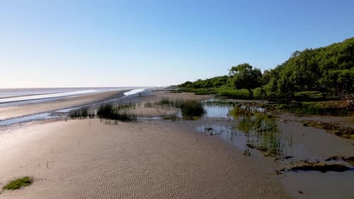 Tranquil Aerial View of Beach and Ocean