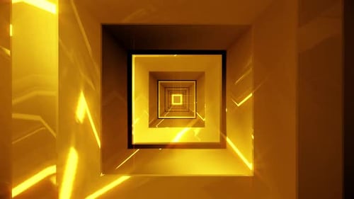 Abstract Golden Square Tunnel Loop Animation