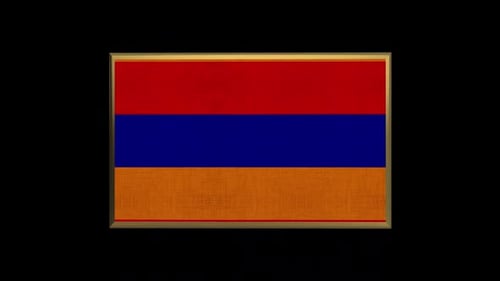 Gold Framed Armenia Flag Rotating 3D Animation