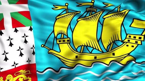 Realistic Waving Flag of Saint Pierre and Miquelon