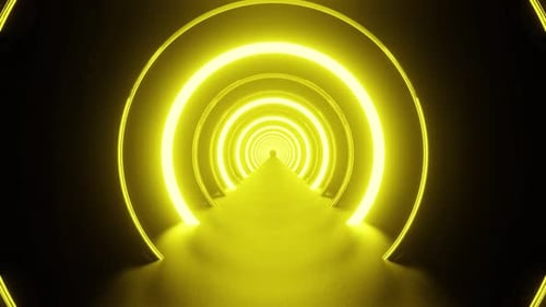 Yellow Reverse Ring Tunnel Background Vj Loop 4K