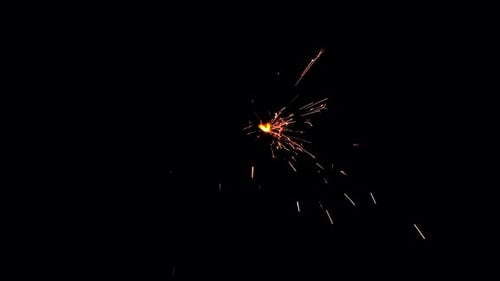 Firework sparkler burning over black background. Ready for compositing using blending modes. 50 fps