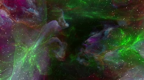 Abstract Cosmic Nebula Flowing Through Deep Colorful Space with Stars