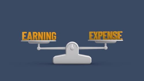 Earning vs Expense Balance Weighing Scale Looping Animation