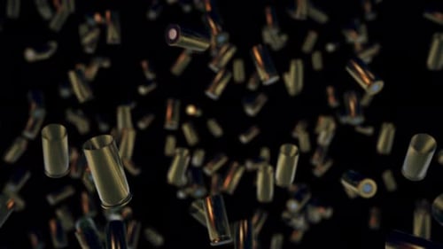 Empty Bullets Falling stock video with Alpha channel