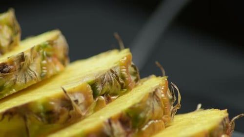 Close Up of Freshly Cut Pineapple Slices