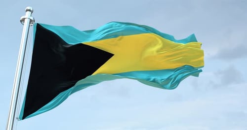 Realistic Bahamas Flag Waving in the Wind Loop