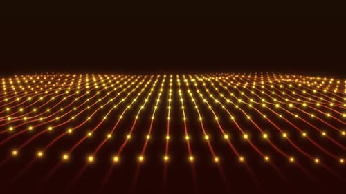 Abstract Glowing Digital Grid Wave Loop Background