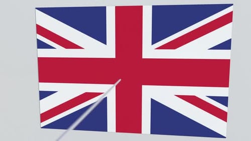 Flag of GREAT BRITAIN Plate Being Hit By Archery Arrow