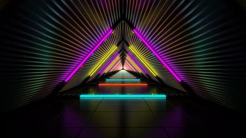 Colorful Neon Lights Tunnel