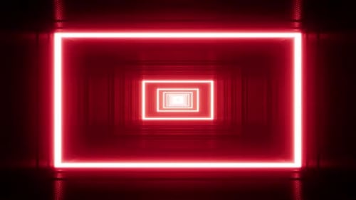 Flickering Rectangle Red Light Tunnel VJ Loop