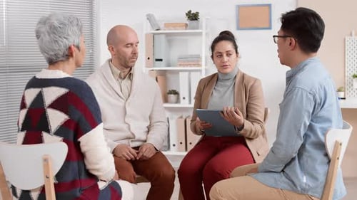 Group Therapy Session in a Bright Office