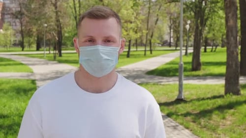 Man Wearing Face Mask in Park