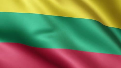 Realistic Lithuania Flag Waving Animated Loop