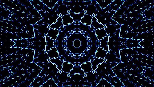 Abstract Futuristic Blue Light Kaleidoscope Background