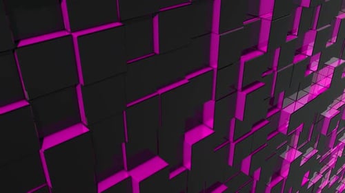 Abstract Glowing Geometric Cubes Wall Loop