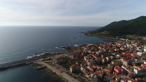 Fly Above City of A Guarda in Spain