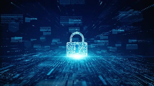 Futuristic Digital Padlock and Data Security Animation