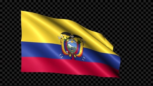 Ecuador National Flag Waving Loop with Alpha Channel