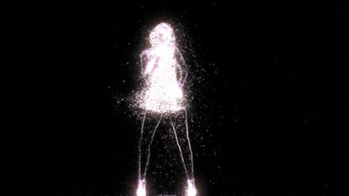 Particle Dance Figure with Glowing Outline and Shimmering Effects