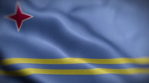Aruba National Flag Waving in Realistic Seamless Loop