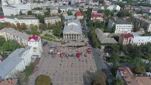 Aerial of Ternopil, with the Academic Drama Theatre