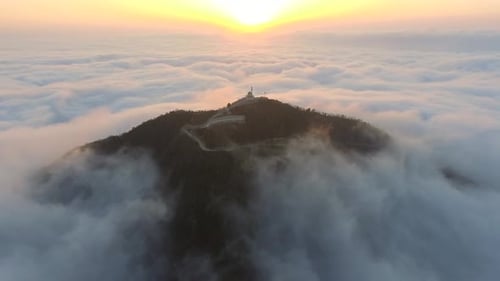 Magnificent Landscape of the Mosque Above the Clouds Over